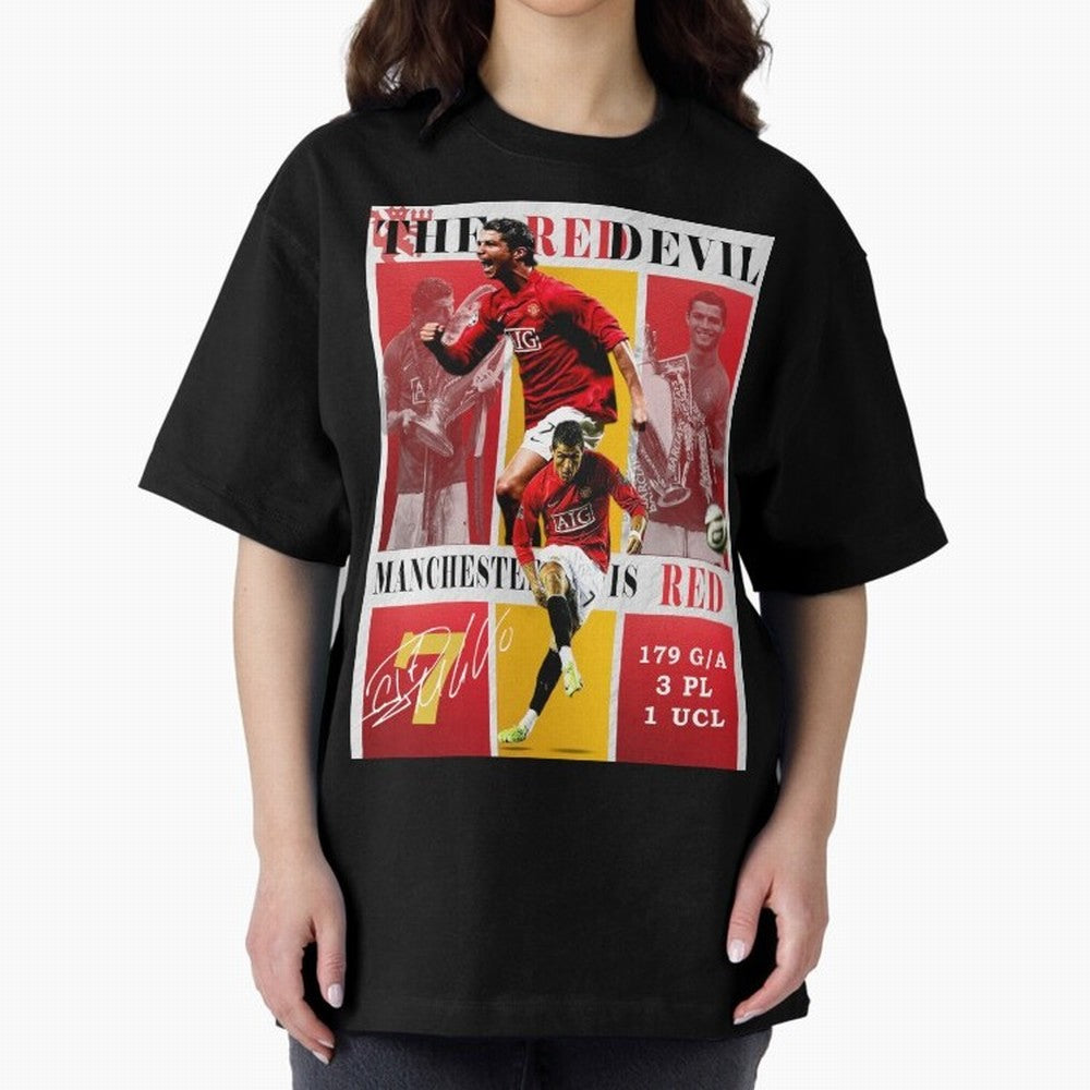 Cristiano Ronaldo 2008 Manchester United Poster Oversized T-Shirt Share the Excitement of the FIFA World Cup 2026 Journey through Cristiano Ronaldo Highlights, Brazil, Portugal and Argentina Pride, Football History, Final Match Energy, Crowd Noise