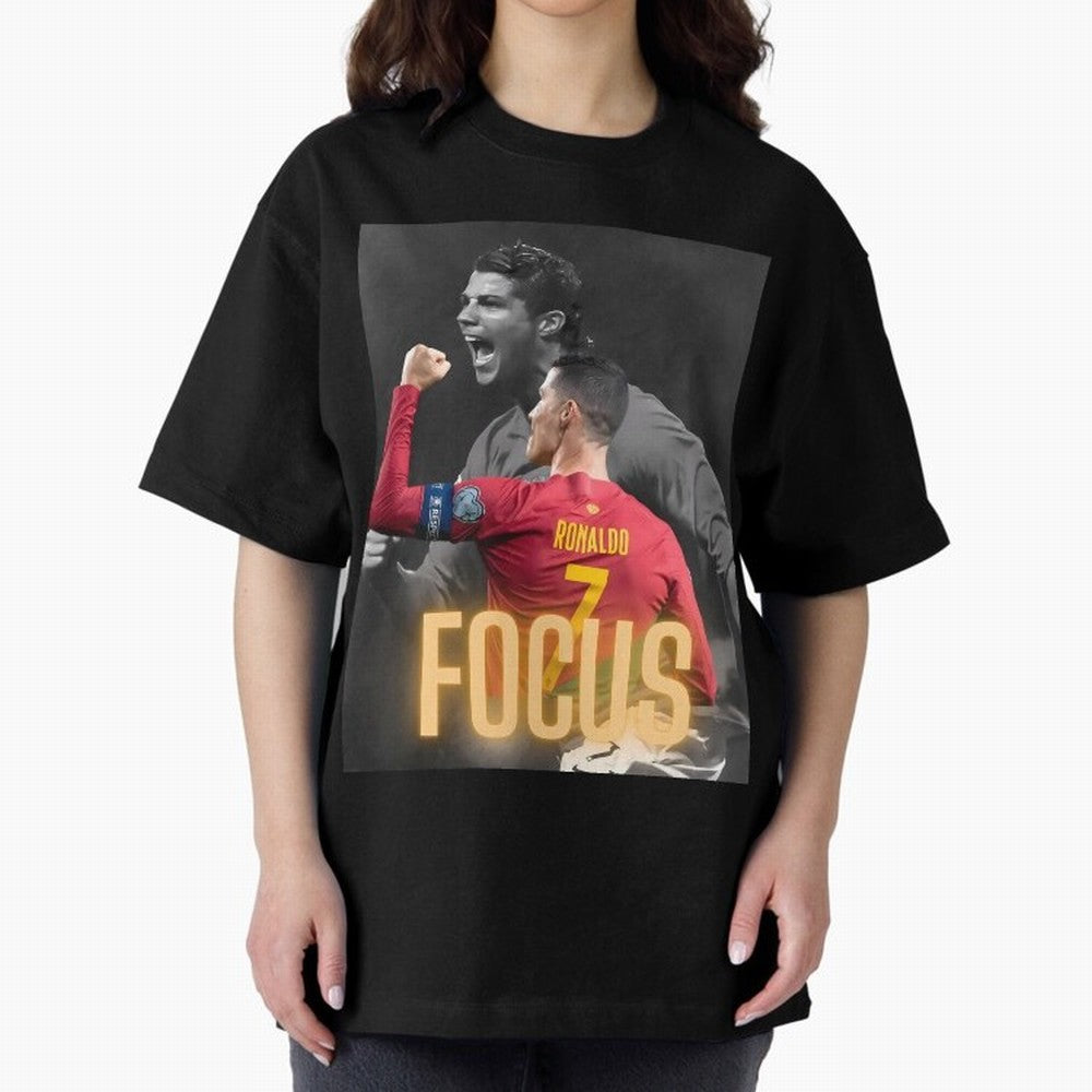 Focus With CR7 Oversized T-Shirt Represent FIFA World Cup 2026 Built around Neymar, Haaland and Cristiano Ronaldo, Argentina Energy, Championship Spirit, Famous Goals, Roaring Crowds and International Football Unity; Perfect for Fans, Collectors,