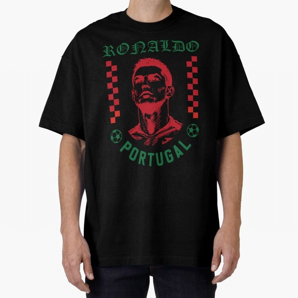 Cristiano Ronaldo Portugal Football Design World Cup Fan Art GOAT Soccer Oversized T-Shirt Relive Global Football Passion for FIFA World Cup 2026 USA Canada Mexico, Centered on Neymar, Haaland and Cristiano Ronaldo, Argentina, France and Brazil,