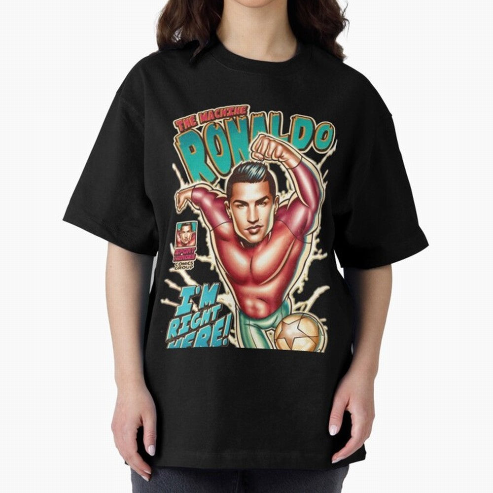 Cristiano Ronaldo The Machine Ronaldo Oversized T-Shirt Honor Match Day Hype around FIFA World Cup 2026 Group Stage, CR7 and Messi, France, Global Supporter Spirit, Legendary Goals, National Colors and Tournament Celebration; Great for Supporters