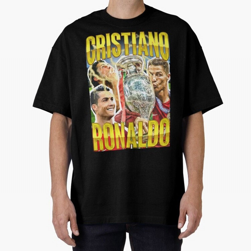 Cristiano Ronaldo CR7 SIUUU El Bicho Vintage Retro Design Oversized T-Shirt Enjoy the Biggest Football Party of Global Football Passion for FIFA World Cup 2026 USA Canada Mexico, Celebrating Neymar, Haaland and Cristiano Ronaldo, France, Champion