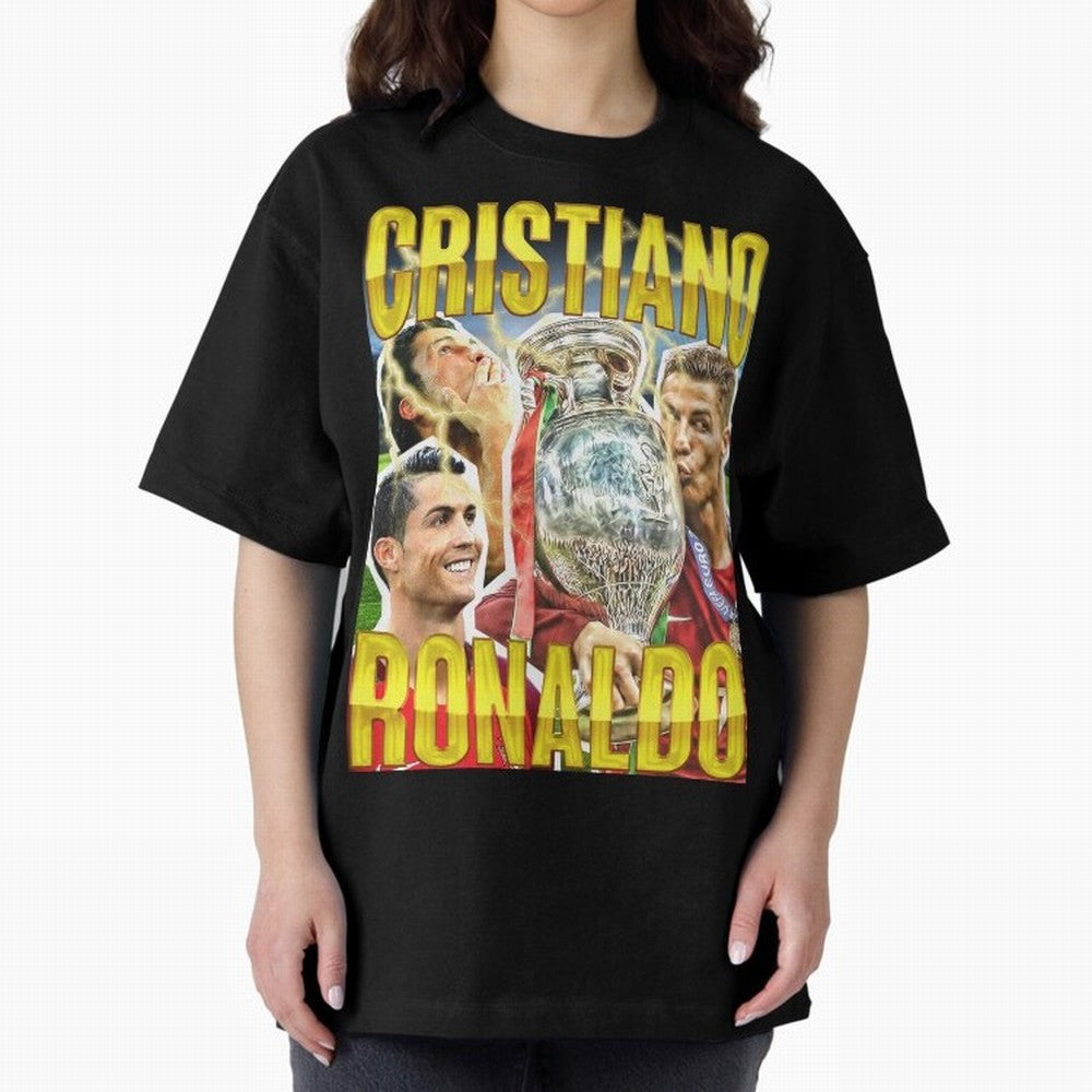 Cristiano Ronaldo CR7 SIUUU El Bicho Vintage Retro Design Oversized T-Shirt Enjoy the Biggest Football Party of Global Football Passion for FIFA World Cup 2026 USA Canada Mexico, Celebrating Neymar, Haaland and Cristiano Ronaldo, France, Champion
