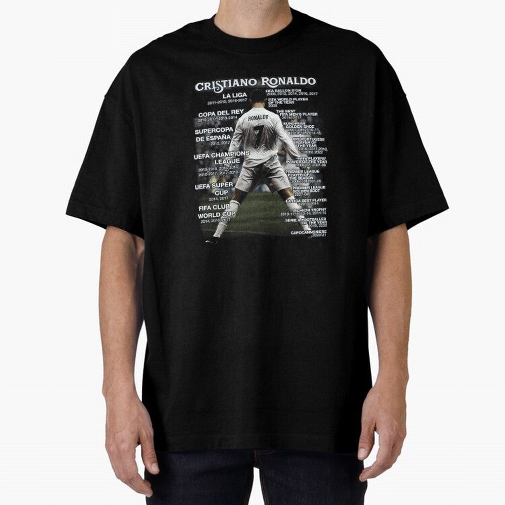 Cristiano Ronaldo Stats Oversized T-Shirt Remember Iconic Moments from Global Football Passion for FIFA World Cup 2026, Featuring Cristiano Ronaldo, Haaland and CR7, England, Stadium Chants, National Pride, Trophy Dreams and Unforgettable Football