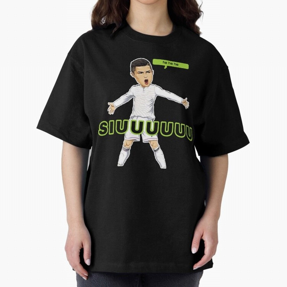 Hehehe SUIII Cristiano ronaldo Oversized T-Shirt Carry the Colors and Pride of Global Football Passion for FIFA World Cup 2026 Group Stage, Celebrating Haaland, Brazil, Portugal and Argentina, Vintage Soccer Flavor, Modern Football Stars, National