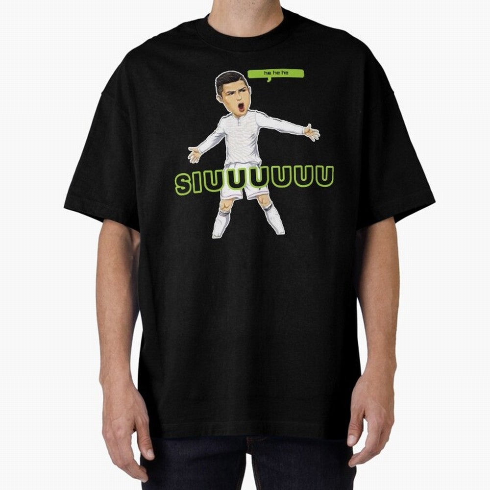 Hehehe SUIII Cristiano ronaldo Oversized T-Shirt Carry the Colors and Pride of Global Football Passion for FIFA World Cup 2026 Group Stage, Celebrating Haaland, Brazil, Portugal and Argentina, Vintage Soccer Flavor, Modern Football Stars, National