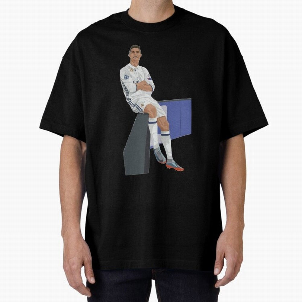 Cristiano Ronaldo Oversized T-Shirt Remember Global Football Passion for FIFA World Cup 2026 USA Canada Mexico, Driven by Mbappe and Neymar, Spain, Vintage Soccer Flavor, Modern Football Stars, National Flags and Final Night Emotion; Ideal for Fans