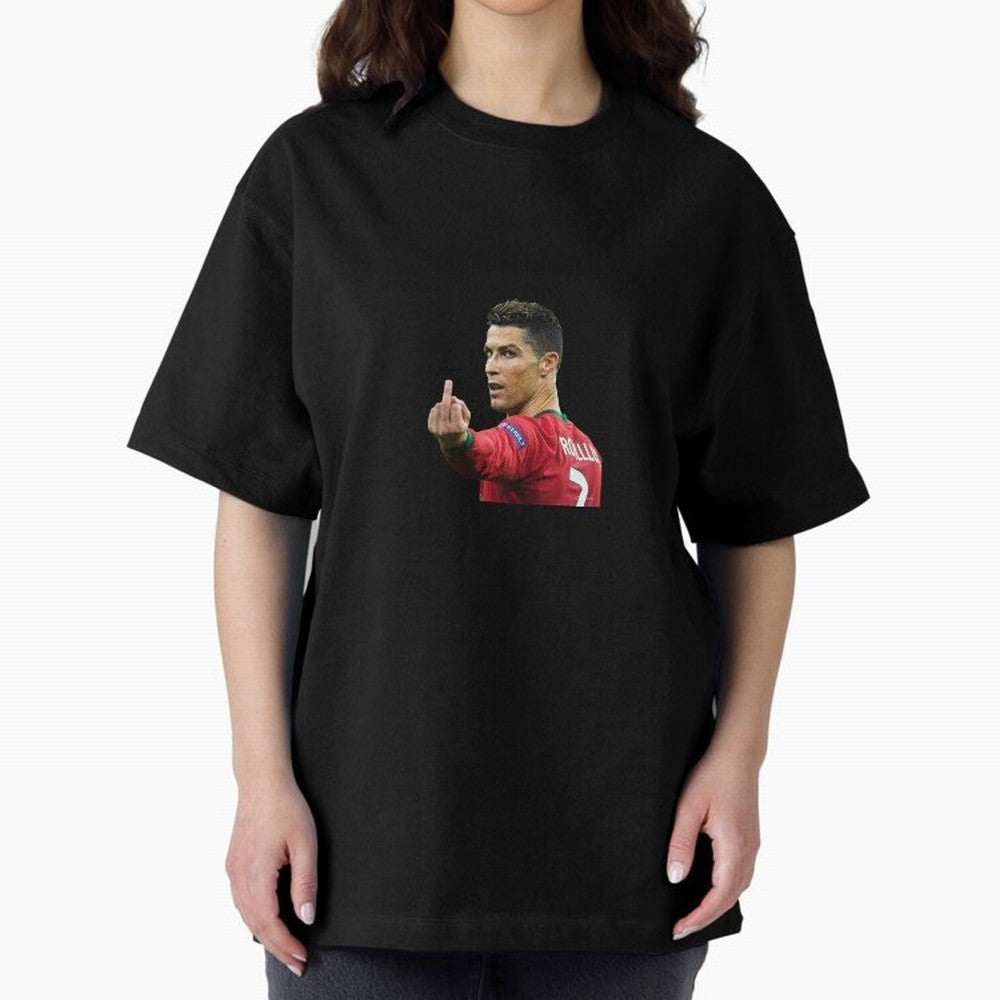 Cristiano ronaldo showing middle finger Oversized T-Shirt Bring Retro Soccer Energy to FIFA World Cup 2026 Spirit, Highlighting Spain, CR7, Stadium Chants, National Pride, Trophy Dreams and Unforgettable Football Memories; Made for Collectors Who