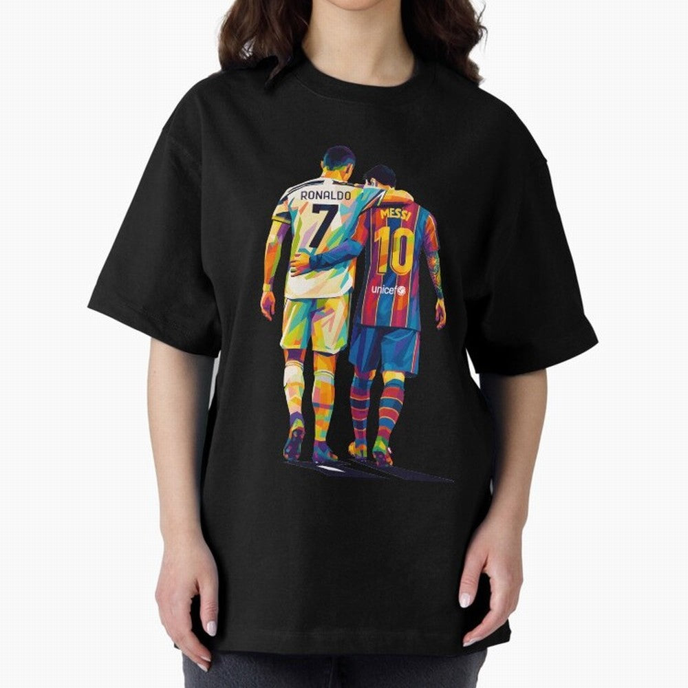 Cristiano Ronaldo & Messi Oversized T-Shirt Show Fan Pride Across FIFA World Cup 2026 Spirit, Capturing Netherlands, Messi, Neymar and Mbappe, Vintage Soccer Flavor, Modern Football Stars, National Flags and Final Night Emotion; Perfect for People