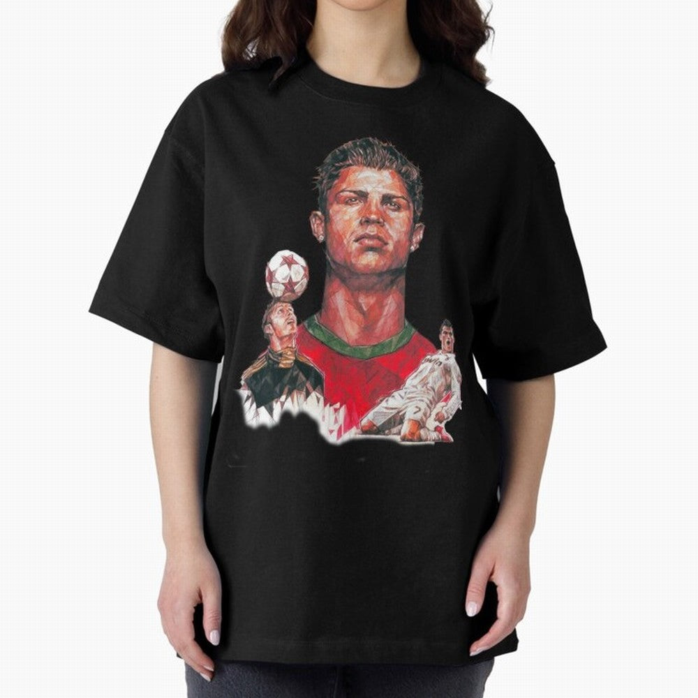 ronaldo Oversized T-Shirt Elevate Global Football Passion for FIFA World Cup 2026 USA Canada Mexico, Centered on Haaland, France and Portugal, Vintage Soccer Flavor, Modern Football Stars, National Flags and Final Night Emotion; Made for Die Hard