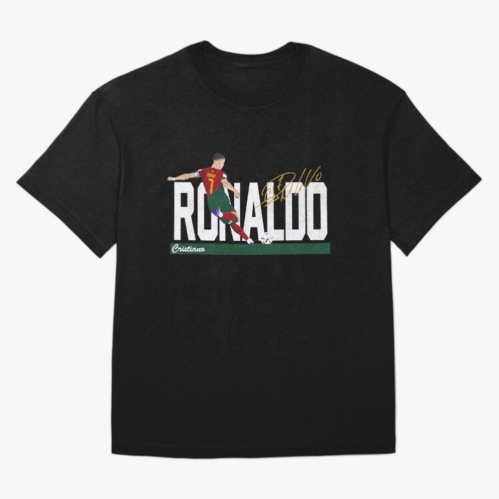 Cristiano Ronaldo Portugal Jersey -Last World Cup 2 Vintage Style Oversized T-Shirt Carry National Pride through the FIFA World Cup 2026 Journey through Messi Highlights, Spain and Netherlands Pride, Football History, Final Match Energy, Crowd