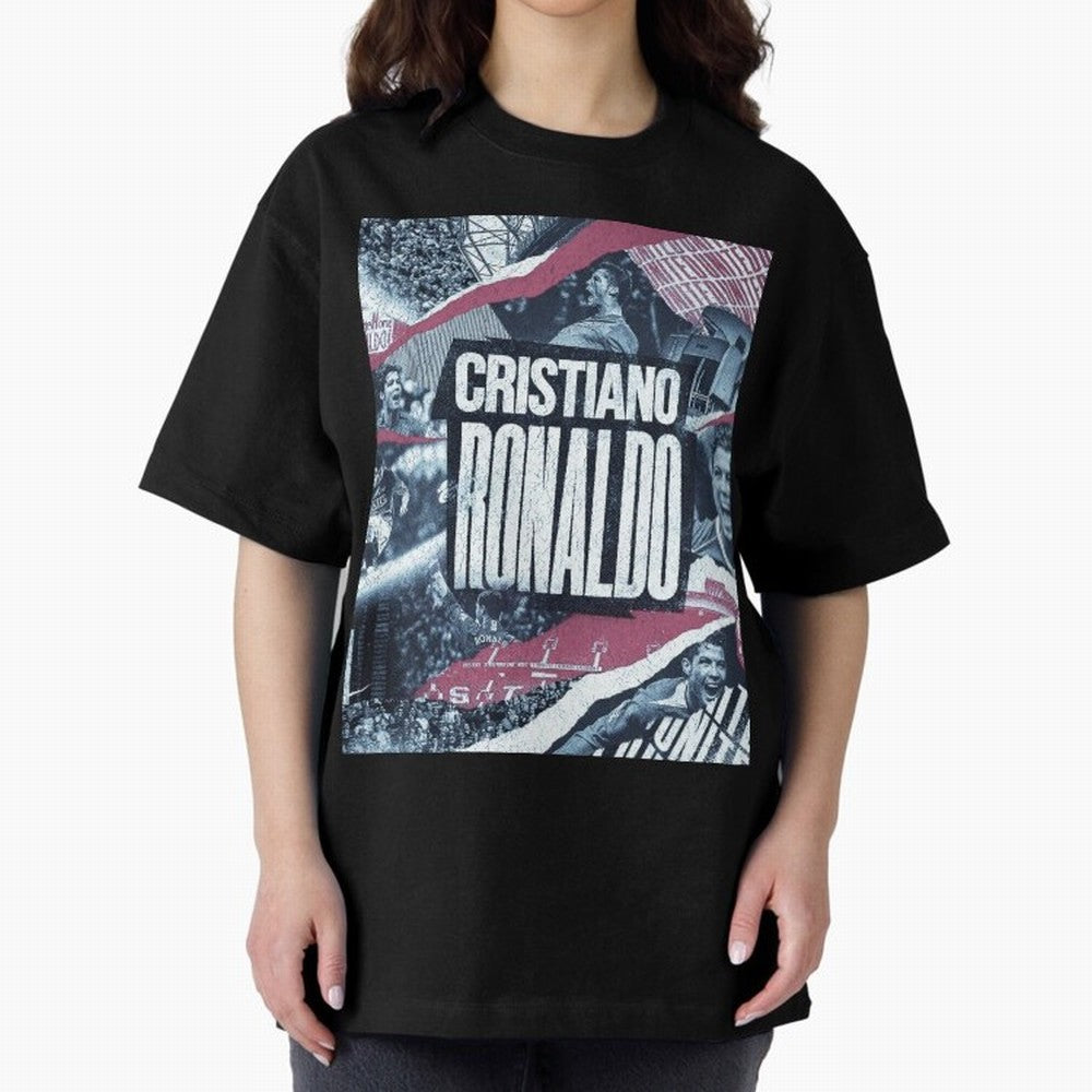 Cristiano Ronaldo Oversized T-Shirt Honor the Football Icons of FIFA World Cup 2026 Group Stage Spirit, Highlighting France and Portugal, Messi, CR7 and Mbappe, Classic Soccer Heritage, Championship Pressure, Fan Loyalty and International Pride;
