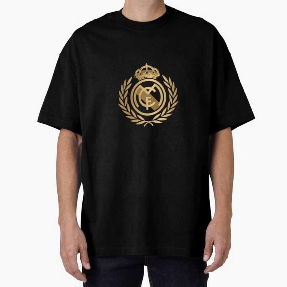 REAL MADRID GOLDEN Oversized T-Shirt Represent Global Football Passion for FIFA World Cup 2026, Capturing Messi and Cristiano Ronaldo, Netherlands, Worldwide Fan Energy, Dramatic Goals, Stadium Lights and Championship Celebrations; Perfect for