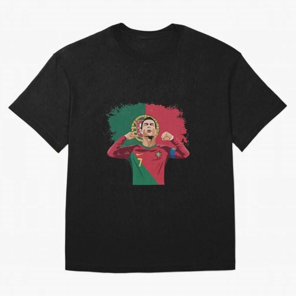 Cristiano Ronaldo CR7 T-shirt Design Oversized T-Shirt Celebrate National Team Dreams in Match Day Hype around FIFA World Cup 2026 Group Stage, CR7, Spain, Championship Spirit, Famous Goals, Roaring Crowds and International Football Unity; Made for