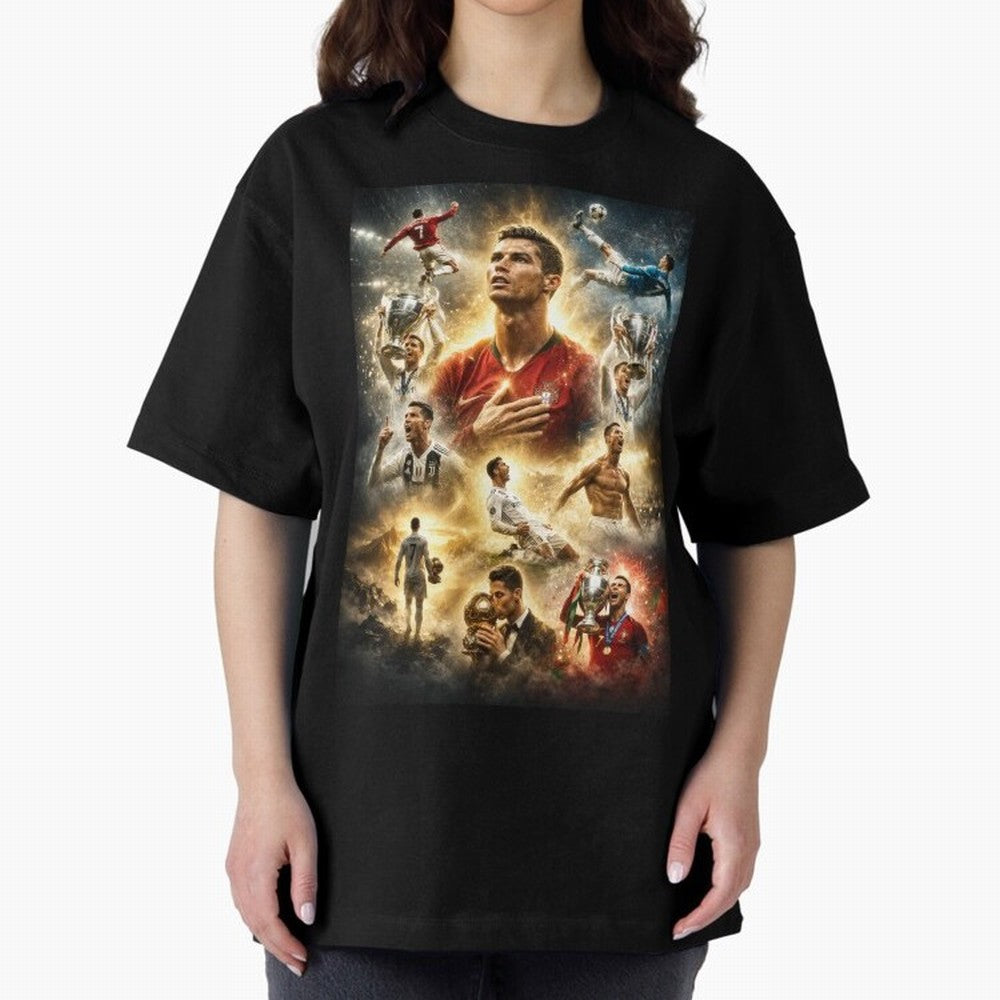 Cristiano Ronaldo Oversized T-Shirt Relive Legendary Nights from FIFA World Cup 2026 for Fans of Cristiano Ronaldo and Brazil, Portugal and Argentina, Bringing Sports Nostalgia, International Competition, Famous Players and Unforgettable Victories;