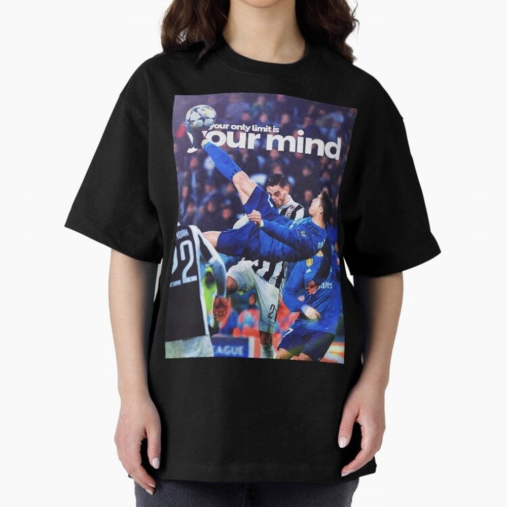 Cristiano Ronaldo - Your only limit is your mind Oversized T-Shirt Represent FIFA World Cup 2026 USA Canada Mexico Featuring Messi, Portugal Energy, Retro Football Energy, Iconic Rivalries, Trophy Chase Drama and Stadium Atmosphere; Perfect for