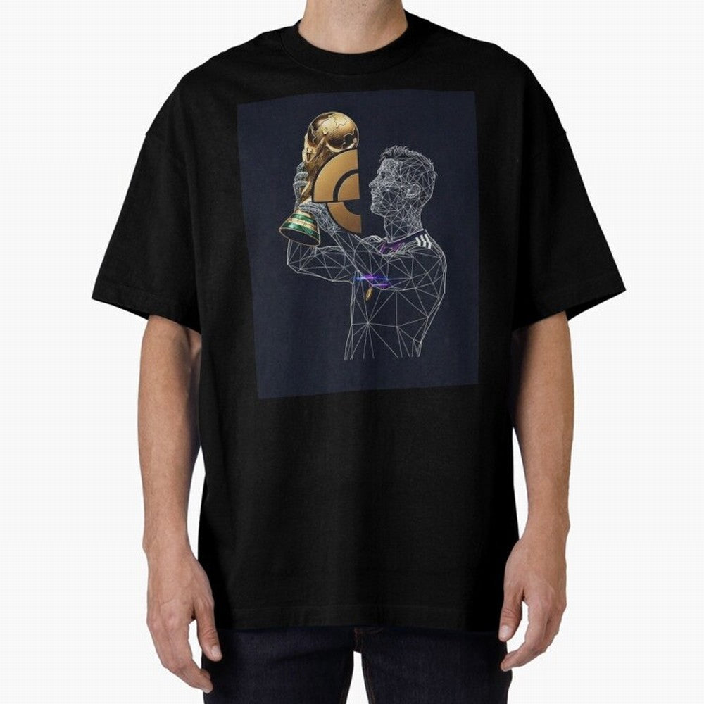 Digital Football Oversized T-Shirt Show Up for the Glory of FIFA World Cup 2026 USA Canada Mexico Spirit, with Brazil, Portugal and Argentina, Haaland and Mbappe, Vintage Soccer Flavor, Modern Football Stars, National Flags and Final Night Emotion;