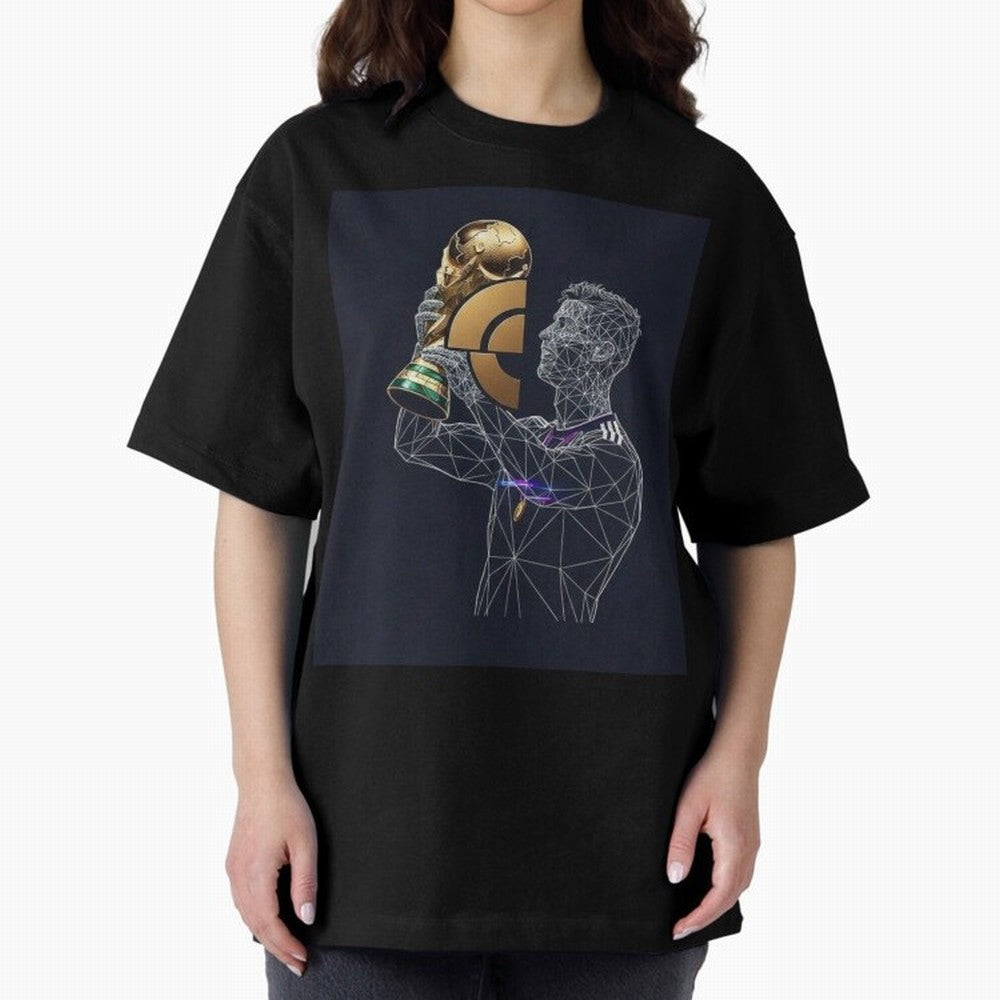 Digital Football Oversized T-Shirt Show Up for the Glory of FIFA World Cup 2026 USA Canada Mexico Spirit, with Brazil, Portugal and Argentina, Haaland and Mbappe, Vintage Soccer Flavor, Modern Football Stars, National Flags and Final Night Emotion;