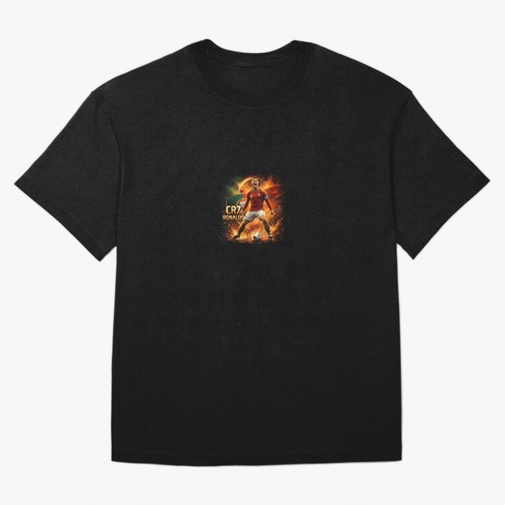 Cristiano Ronaldo Football Legend Artwork Oversized T-Shirt Celebrate Fan Culture around Global Football Passion for FIFA World Cup 2026 Group Stage, Capturing Messi and Cristiano Ronaldo, Argentina, France and Brazil, Game Day Rituals, Football