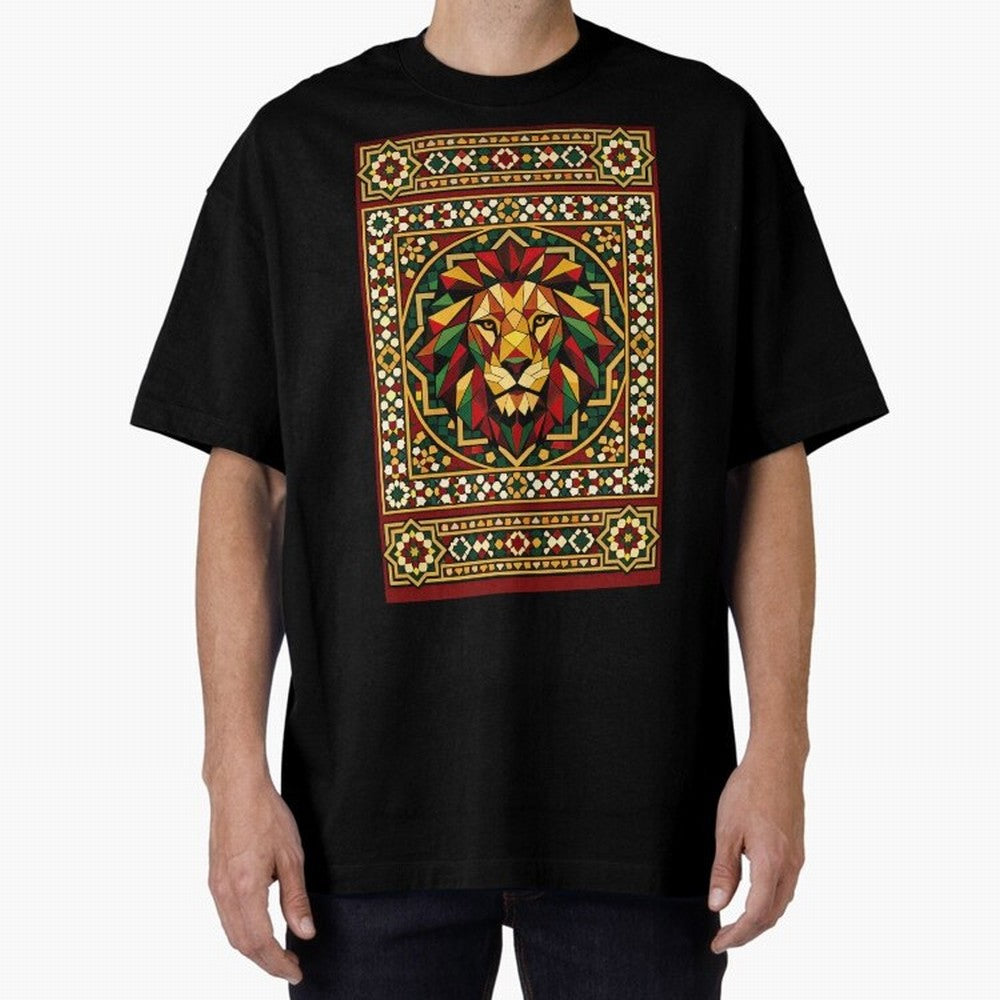 Portuguese Geometric Lion Portrait Oversized T-Shirt Stand Out with Spirit from FIFA World Cup 2026 USA Canada Mexico Centered on Haaland, Brazil, Portugal and Argentina Energy, Stadium Chants, National Pride, Trophy Dreams and Unforgettable