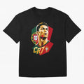 CR7 Art Print Oversized T-Shirt Build Global Football Passion for FIFA World Cup 2026 USA Canada Mexico, Inspired by Mbappe and Neymar, Argentina, France and Brazil, Fan Favorite Moments, National Team Passion, Big Match Drama and Soccer History;