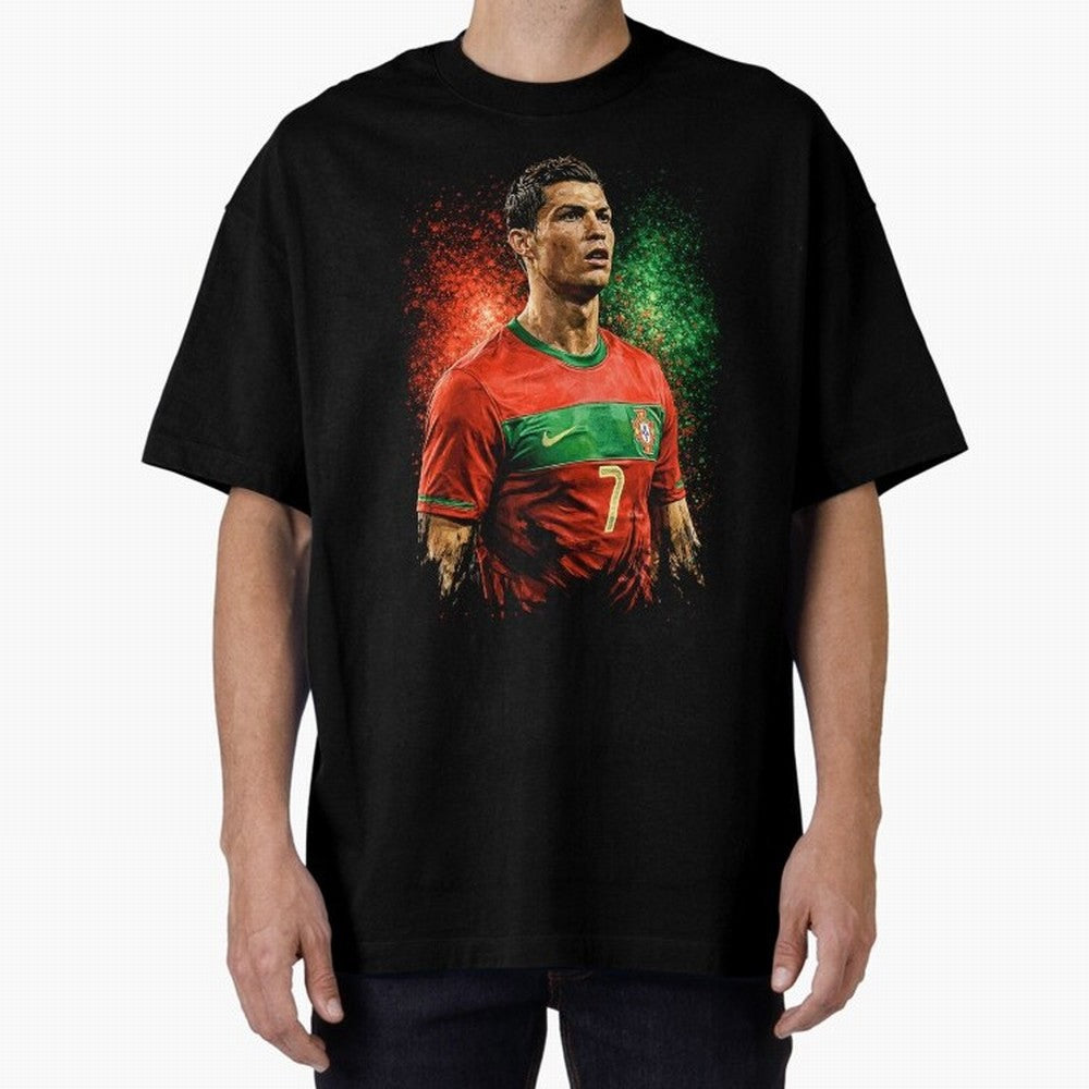 Cristiano Ronaldo Football Legend Oversized T-Shirt Show Support during Global Football Passion for FIFA World Cup 2026 Group Stage, Made for Haaland and Mbappe, Spain and Netherlands, Global Supporter Spirit, Legendary Goals, National Colors and