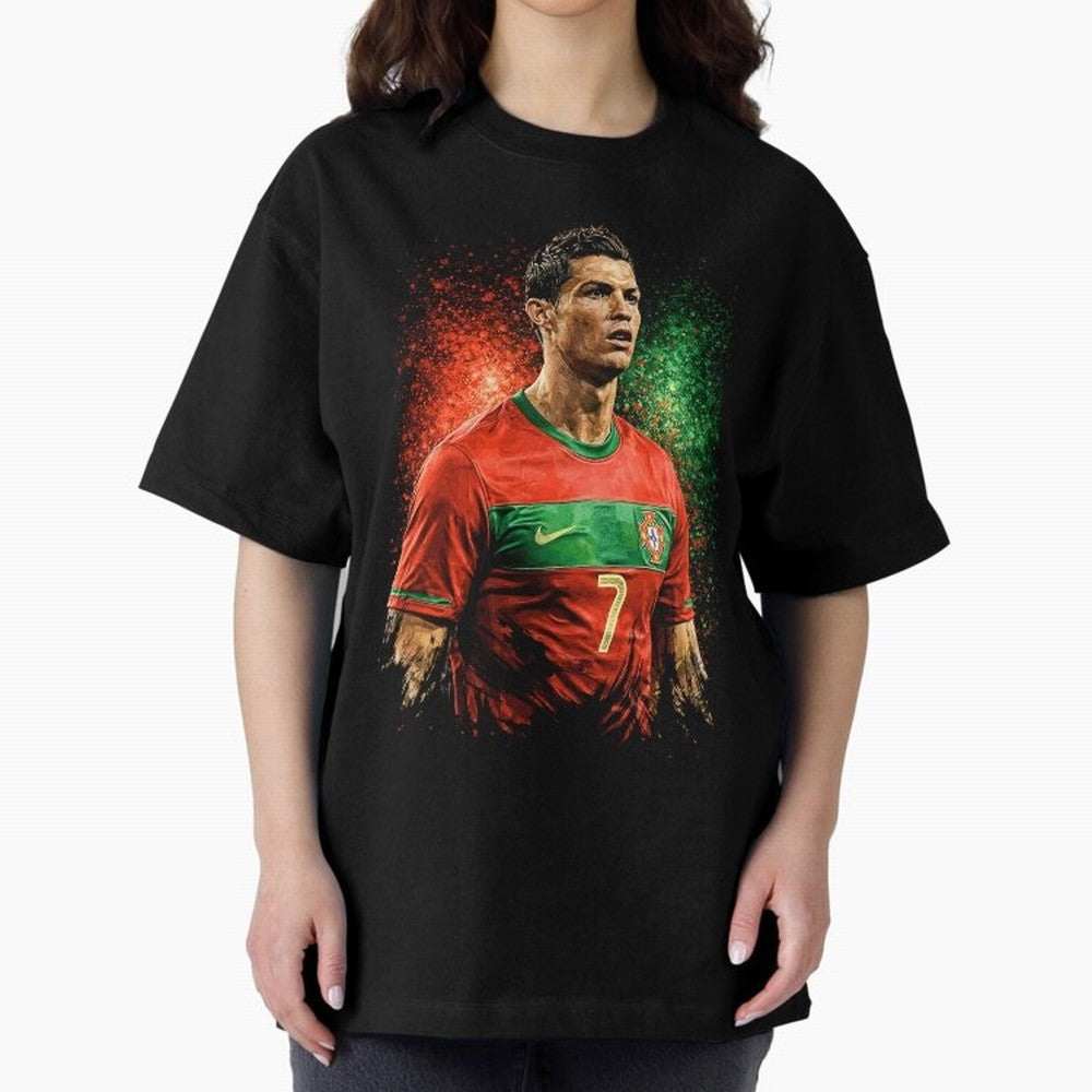 Cristiano Ronaldo Football Legend Oversized T-Shirt Show Support during Global Football Passion for FIFA World Cup 2026 Group Stage, Made for Haaland and Mbappe, Spain and Netherlands, Global Supporter Spirit, Legendary Goals, National Colors and