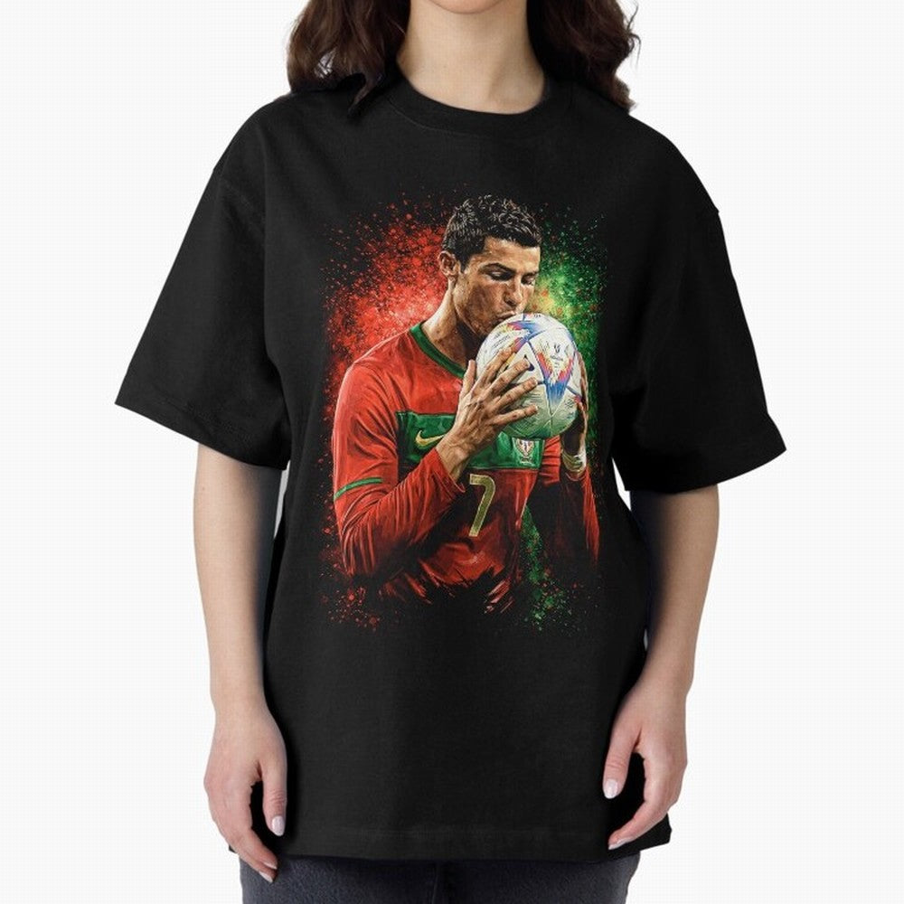Cristiano Ronaldo Football Legend Oversized T-Shirt Discover FIFA World Cup 2026 Spirit, Driven by Spain, Messi, Supporter Pride, Iconic Celebrations, Legendary Names and Global Match Day Energy; Ideal for Fans Who Follow Messi, Cristiano Ronaldo,