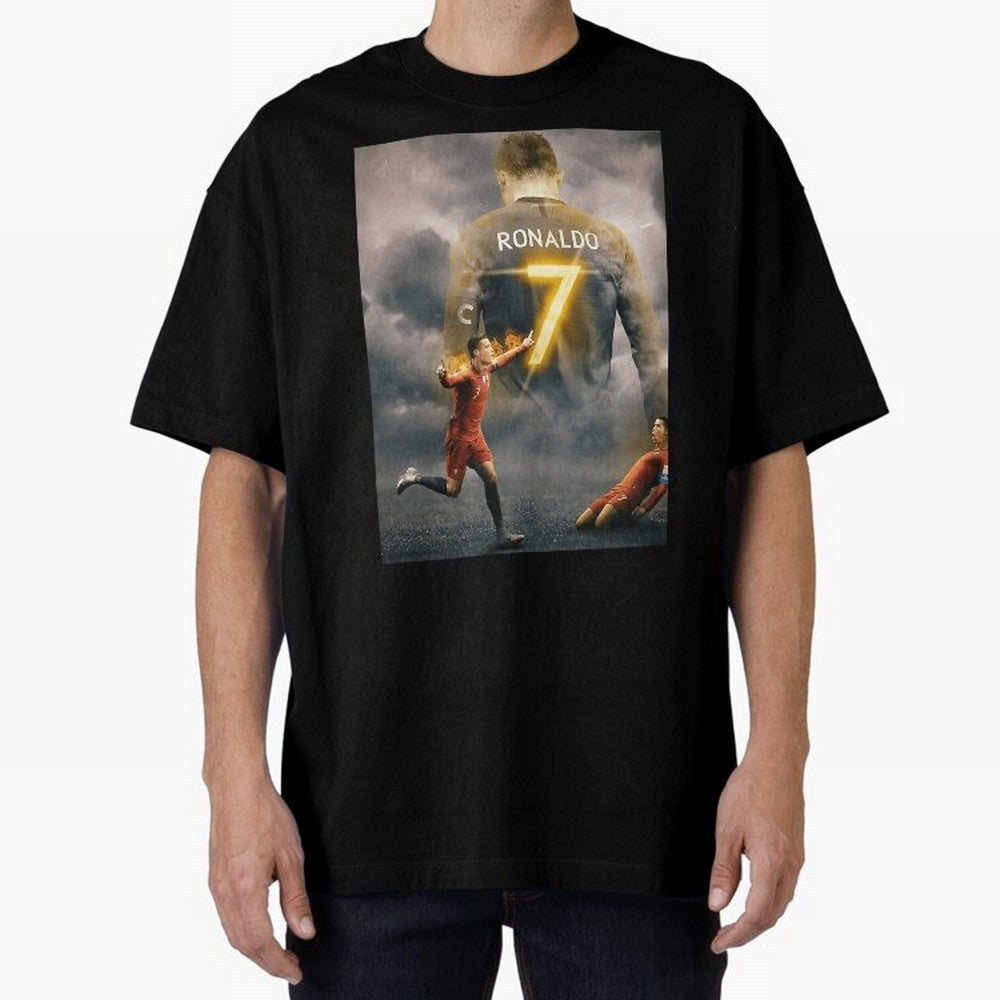 Aesthetic Ronaldo Poster Oversized T-Shirt Remember Iconic Moments from FIFA World Cup 2026 USA Canada Mexico Spirit, Inspired by Brazil, Messi and Cristiano Ronaldo, Tournament Hype, Historic Matchups, Family Viewing Parties and Global Sports