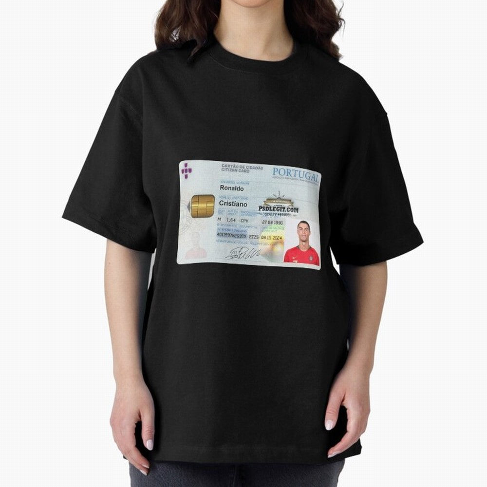 Cristiano Ronaldo CARD ID Oversized T-Shirt Turn Football Passion into Global Football Passion for FIFA World Cup 2026 USA Canada Mexico, Made for Messi, Neymar and Mbappe, England, Goal Celebration Energy, Supporter Heritage, Football Icons and
