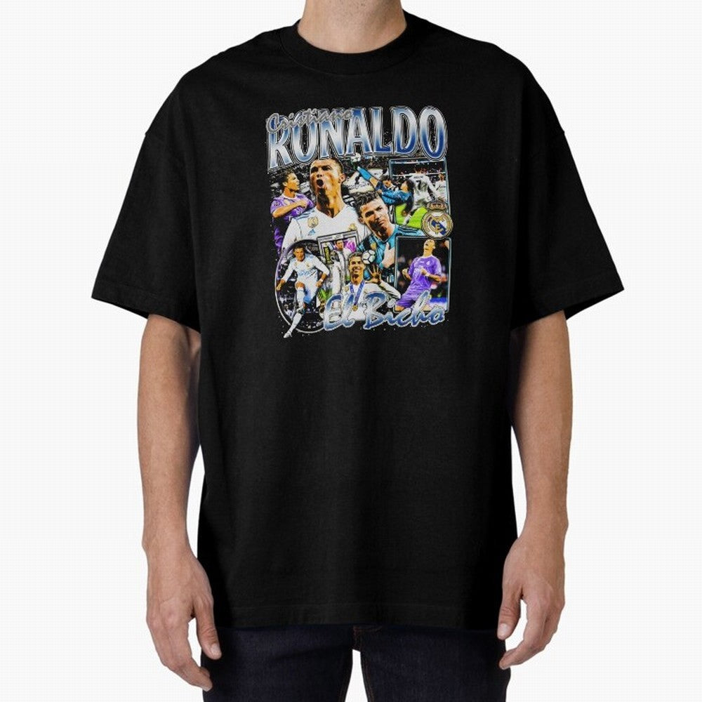 Cristiano Ronaldo El Bicho Oversized T-Shirt Mark Match Day Hype around FIFA World Cup 2026 Group Stage, CR7, England, Match Day Excitement, Supporter Culture, Golden Goals and Global Football Passion; Perfect for Supporters Who Want Bold Football