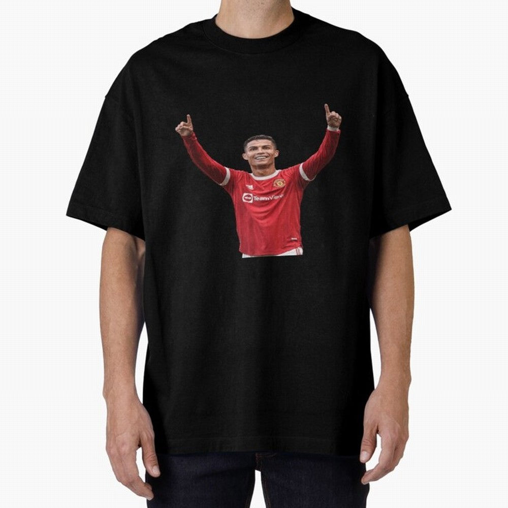 Crisitano Ronaldo Manchester United Oversized T-Shirt Capture Stadium Memories from FIFA World Cup 2026 Inspired by CR7 and Messi, Argentina and Brazil Energy, Championship Spirit, Famous Goals, Roaring Crowds and International Football Unity;