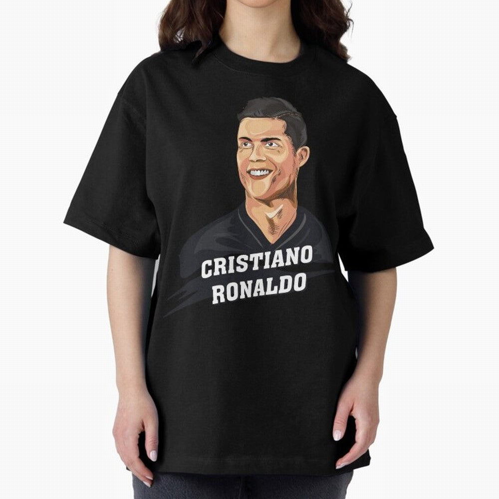 Cristiano Ronaldo Portrait Oversized T-Shirt Mark FIFA World Cup 2026 Group Stage Spirit, Connected to Brazil, Portugal and Argentina, Mbappe and Neymar, Classic Soccer Heritage, Championship Pressure, Fan Loyalty and International Pride; Made for