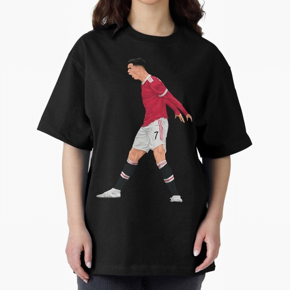 Cristiano Ronaldo Celebration Oversized T-Shirt Represent the Passion of Global Football Passion for FIFA World Cup 2026 Group Stage, Capturing Messi, Portugal, Spain and Germany, Stadium Memories, Football Loyalty, International Chants and