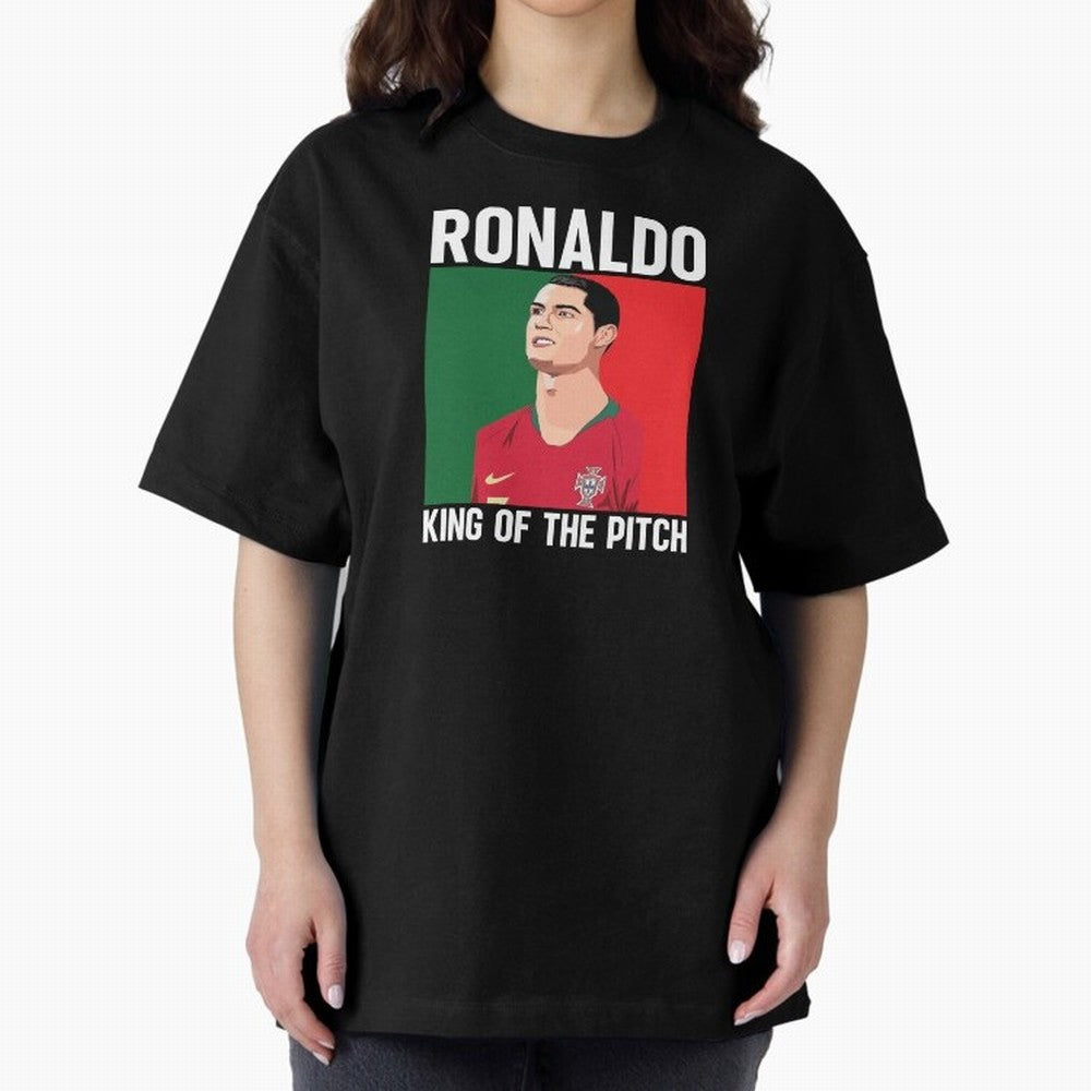 Ronaldo: King Of The Pitch Oversized T-Shirt Celebrate Every Goal in FIFA World Cup 2026 for Fans of Cristiano Ronaldo, Haaland and CR7 and France, Bringing Fan Favorite Moments, National Team Passion, Big Match Drama and Soccer History; Built for
