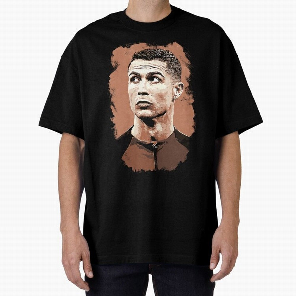 Cristiano Ronaldo Vexel Painting Oversized T-Shirt Join Supporters Worldwide for FIFA World Cup 2026 USA Canada Mexico for Fans of CR7 and Messi and France, Bringing Football Passion, Legendary Performances, Festival Vibes and Supporter Community;