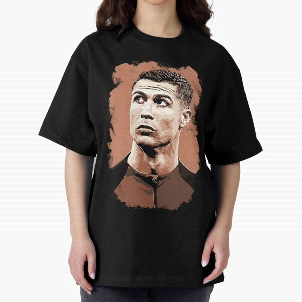 Cristiano Ronaldo Vexel Painting Oversized T-Shirt Join Supporters Worldwide for FIFA World Cup 2026 USA Canada Mexico for Fans of CR7 and Messi and France, Bringing Football Passion, Legendary Performances, Festival Vibes and Supporter Community;