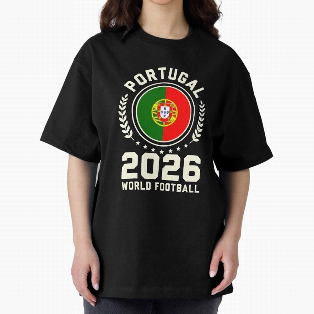 Portugal 2026 World Football Oversized T-Shirt Celebrate Soccer Greatness during Match Day Hype around FIFA World Cup 2026 Group Stage, Messi and Cristiano Ronaldo, Brazil, Portugal and Argentina, Retro Football Energy, Iconic Rivalries, Trophy