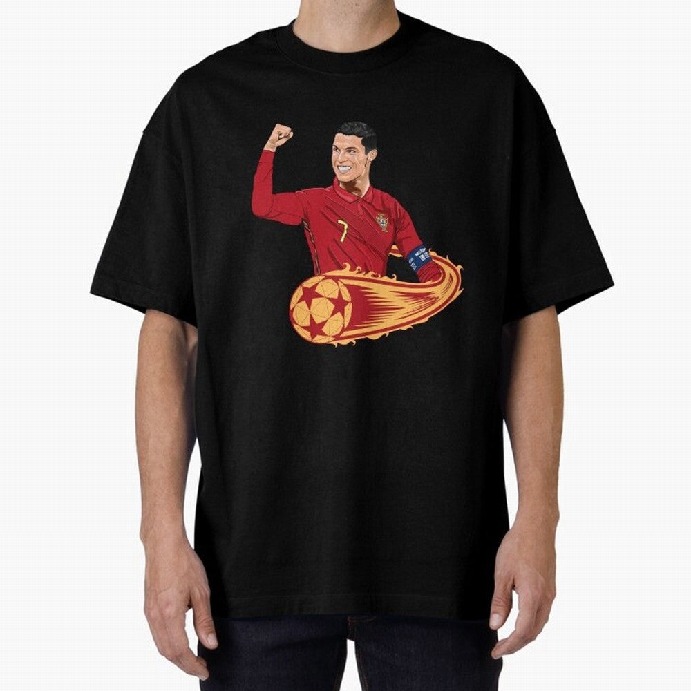Cristiano Ronaldo drawing Oversized T-Shirt Cheer for Match Day Hype around FIFA World Cup 2026, Messi and Cristiano Ronaldo, England and Germany, Championship Spirit, Famous Goals, Roaring Crowds and International Football Unity; Great for Watch