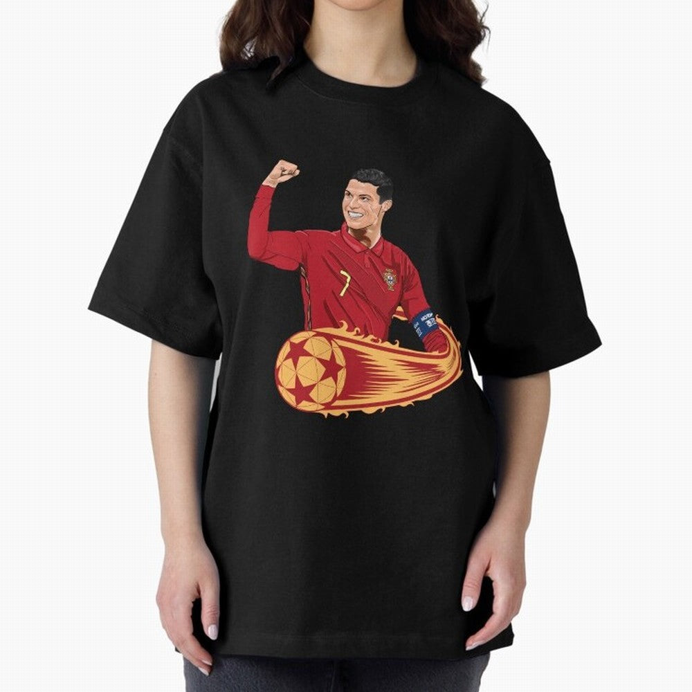 Cristiano Ronaldo drawing Oversized T-Shirt Cheer for Match Day Hype around FIFA World Cup 2026, Messi and Cristiano Ronaldo, England and Germany, Championship Spirit, Famous Goals, Roaring Crowds and International Football Unity; Great for Watch