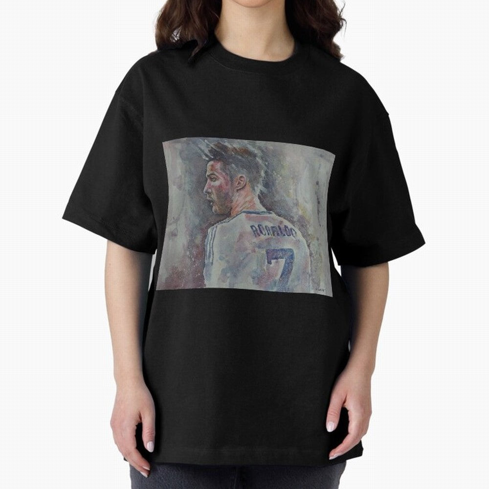Cristiano Ronaldo - Portrait 1 Oversized T-Shirt Back the Journey through FIFA World Cup 2026 USA Canada Mexico for Fans of Messi, CR7 and Mbappe and England, France and Netherlands, Bringing Soccer Culture, Superstar Moments, National Team Dreams
