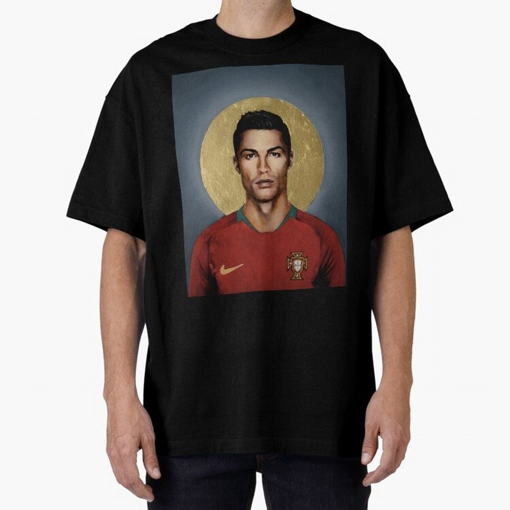 Cristiano Ronaldo CR7 Saint Portugal Football Legend Fan Art Oversized T-Shirt Represent FIFA World Cup 2026 Connected to Haaland and Mbappe, Spain Energy, Match Day Excitement, Supporter Culture, Golden Goals and Global Football Passion; Created