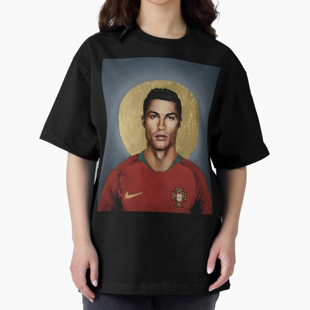 Cristiano Ronaldo CR7 Saint Portugal Football Legend Fan Art Oversized T-Shirt Represent FIFA World Cup 2026 Connected to Haaland and Mbappe, Spain Energy, Match Day Excitement, Supporter Culture, Golden Goals and Global Football Passion; Created