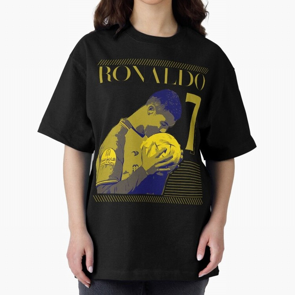 Cristiano Ronaldo Its Yellow Oversized T-Shirt Build FIFA World Cup 2026 USA Canada Mexico Spirit, Filled with Brazil, Portugal and Argentina, Messi, Goal Celebration Energy, Supporter Heritage, Football Icons and Worldwide Tournament Joy; Made for