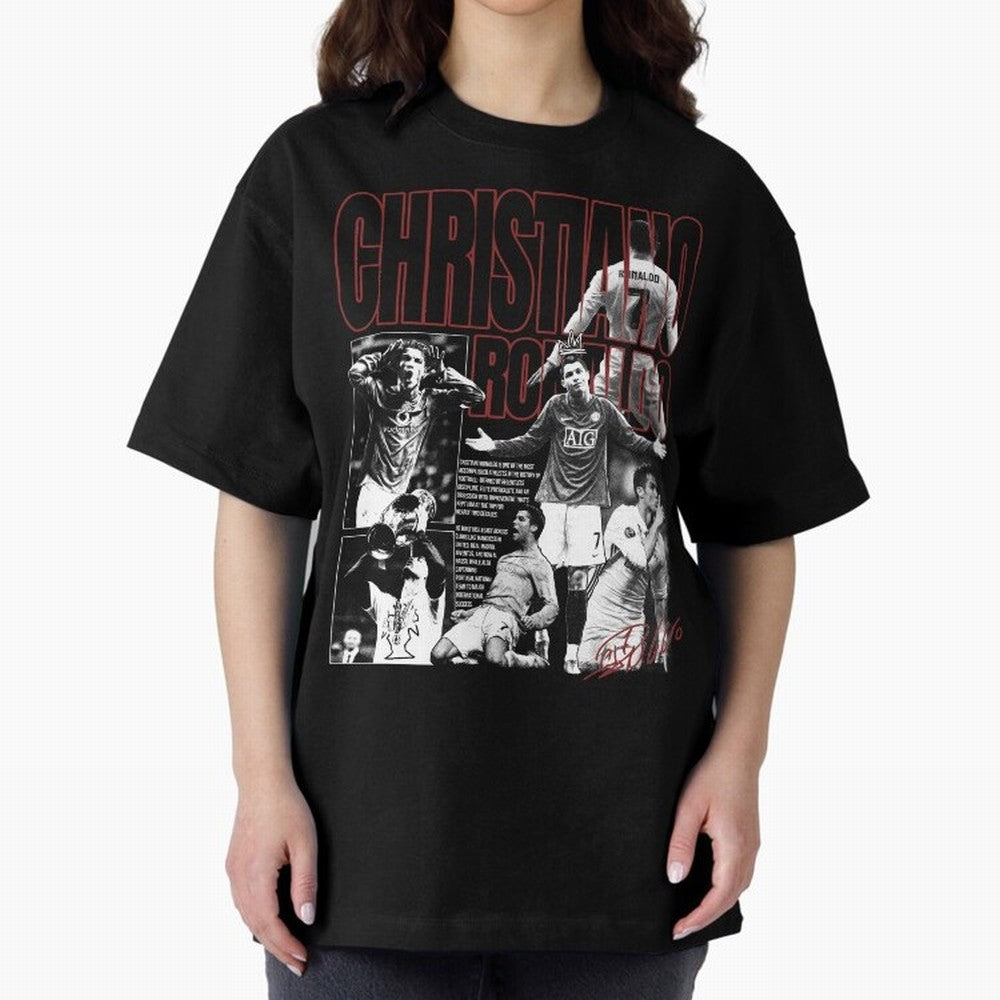 Cristiano Ronaldo Vintage Graphic Oversized T-Shirt Celebrate Supporters United by FIFA World Cup 2026 Spirit, Featuring Spain and Netherlands, Neymar, Haaland and Cristiano Ronaldo, Goal Celebration Energy, Supporter Heritage, Football Icons and