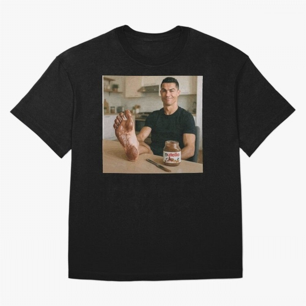 Ronaldo Nutella (LOW RES) Oversized T-Shirt Keep the Match Day Mood of FIFA World Cup 2026 Group Stage for Fans of Messi and France, Bringing Sports Nostalgia, International Competition, Famous Players and Unforgettable Victories; Created for Match