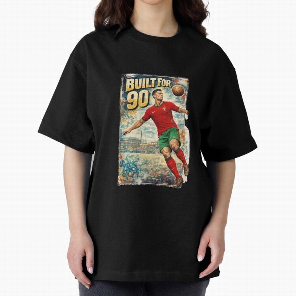 Built For 90 ¨C Vintage Football Streetwear Poster Oversized T-Shirt Build FIFA World Cup 2026 Connected to Cristiano Ronaldo, England, France and Netherlands Energy, Supporter Pride, Iconic Celebrations, Legendary Names and Global Match Day