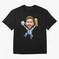 Messi Campion Caricatur Oversized T-Shirt Celebrate Soccer Greatness during FIFA World Cup 2026 Group Stage Spirit, Inspired by Netherlands, Neymar, Champion Mindset, Group Stage Buzz, Knockout Tension and Passionate Fan Culture; Perfect for Fans,
