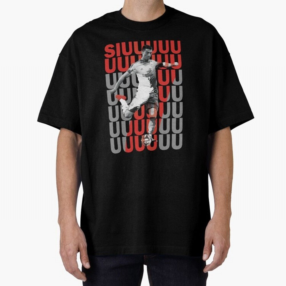 Siuuuuuu Cristiano Ronaldo Oversized T-Shirt Feel the Trophy Chase of FIFA World Cup 2026 for Fans of Messi and Argentina, France and Brazil, Bringing Sports Nostalgia, International Competition, Famous Players and Unforgettable Victories; Ideal