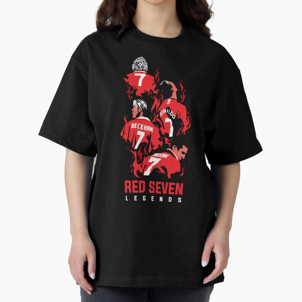 The Red Seven - Man Utd Oversized T-Shirt Show Passion for the Stars of FIFA World Cup 2026 Group Stage for Fans of Messi and England, France and Netherlands, Bringing Goal Celebration Energy, Supporter Heritage, Football Icons and Worldwide