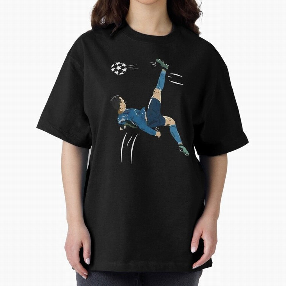 Cristiano Ronaldo Bicycle Kick Oversized T-Shirt Celebrate Football Dreams Across the FIFA World Cup 2026 USA Canada Mexico Journey through Mbappe Highlights, Argentina, France and Brazil Pride, Worldwide Fan Energy, Dramatic Goals, Stadium Lights
